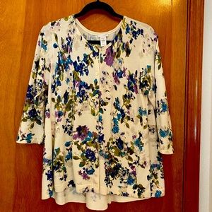 J Jill floral sweater, blue/green/cream sz M